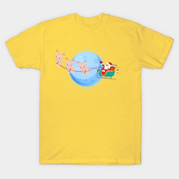 Santa Claus Riding Pig T-Shirt by Skylane